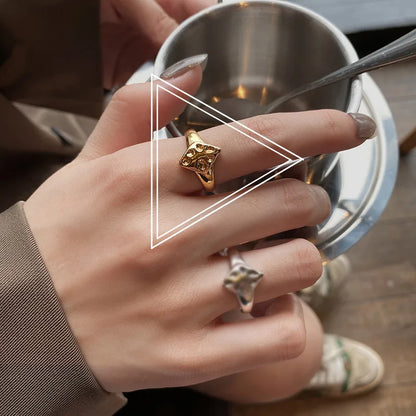 Retro Open Solid Color Geometric Copper Ring Wholesale