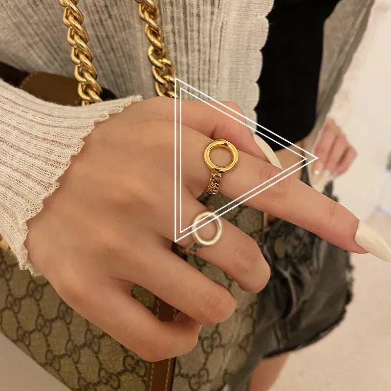 Retro Open Solid Color Geometric Copper Ring Wholesale