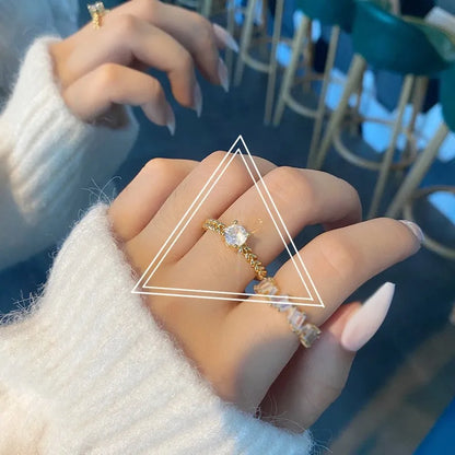 Retro Open Solid Color Geometric Copper Ring Wholesale