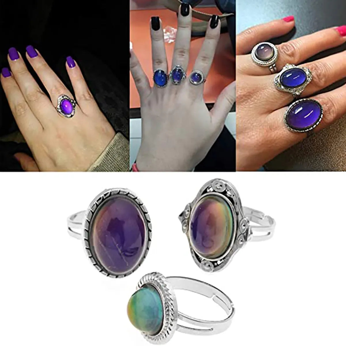 Retro Oval Alloy Inlay Acrylic Women'S Rings