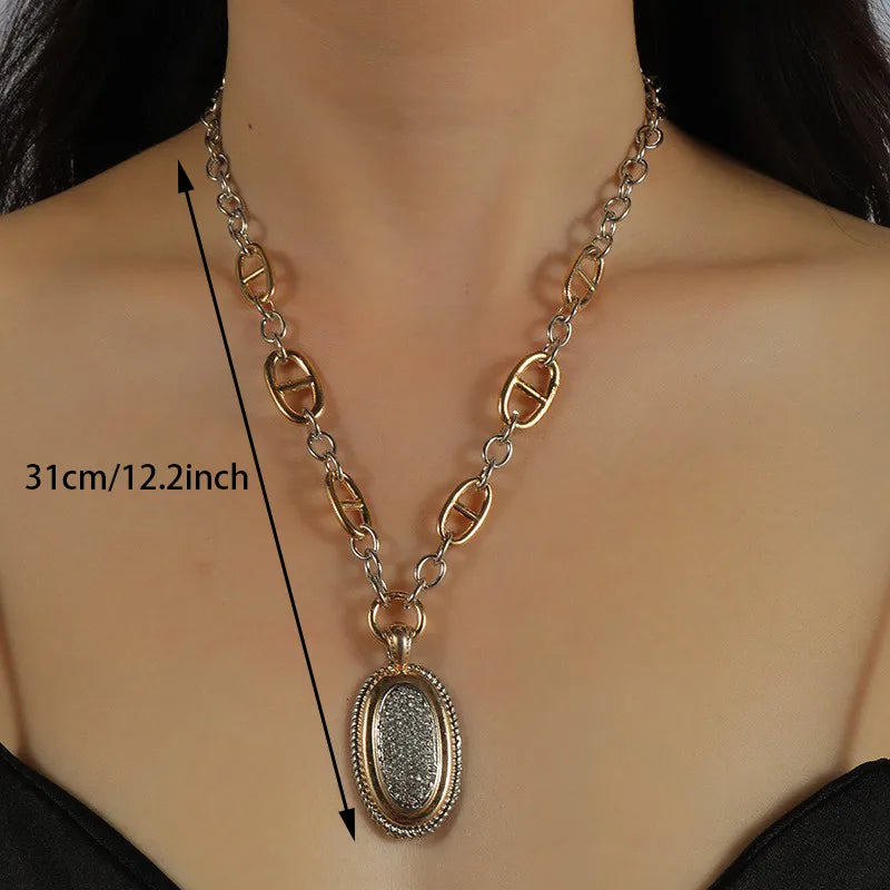 Retro Oval Alloy Wholesale Pendant Necklace