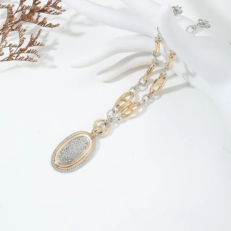 Retro Oval Alloy Wholesale Pendant Necklace