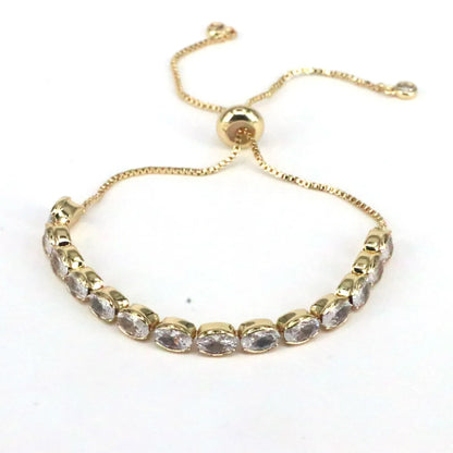 Retro Oval Copper Gold Plated Zircon Bracelets In Bulk