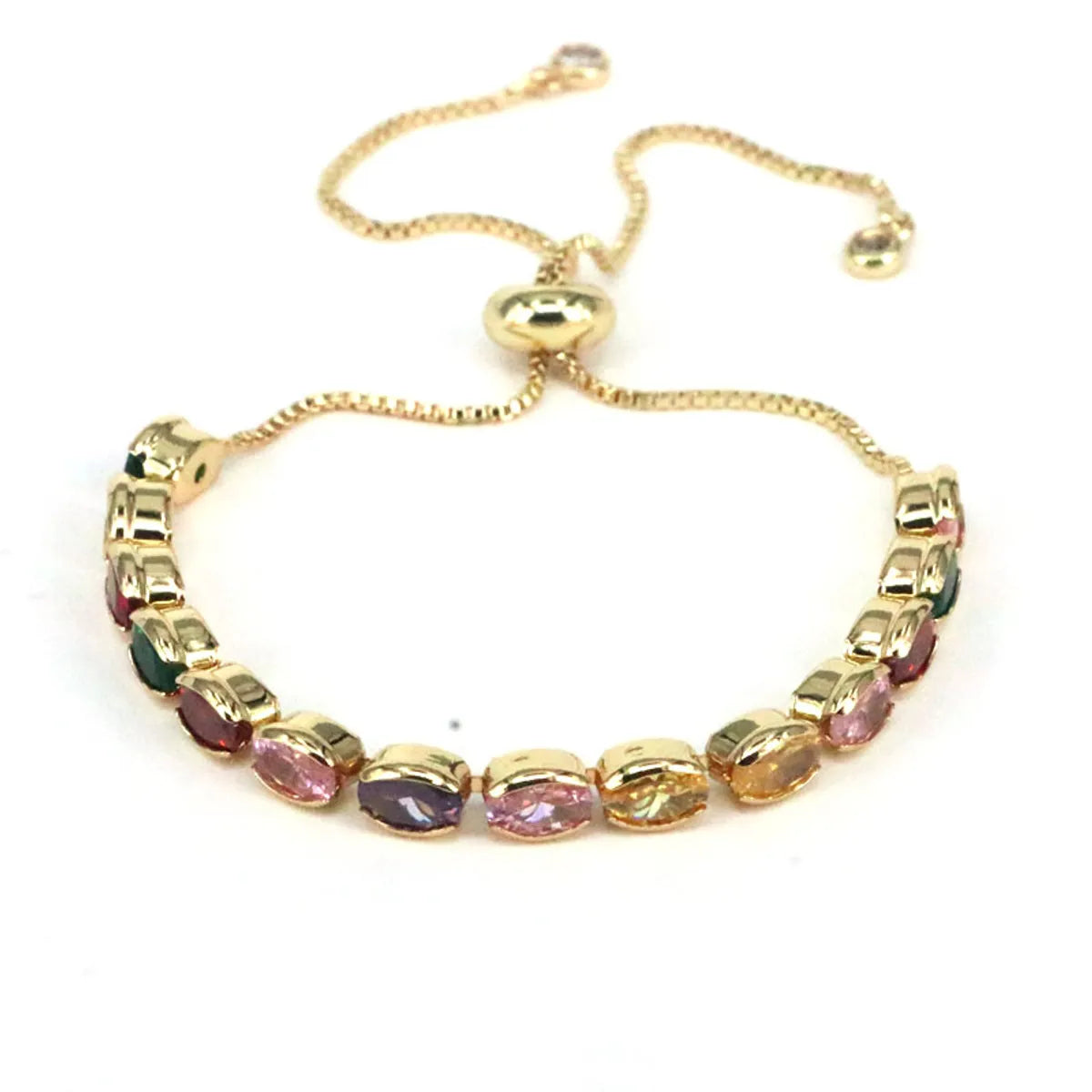 Retro Oval Copper Gold Plated Zircon Bracelets In Bulk