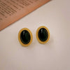 Retro Oval Geometric Alloy Pin Earrings For Women With Electroplating Treatment