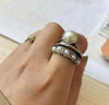 Retro Oval Imitation Pearl Alloy Women'S Open Ring