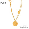 Retro Oval Letter Pendant Necklace 316L Stainless Steel Electroplating