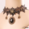 Retro Oval Spider Pu Leather Alloy Lace Inlay Artificial Gemstones Halloween Women'S Choker