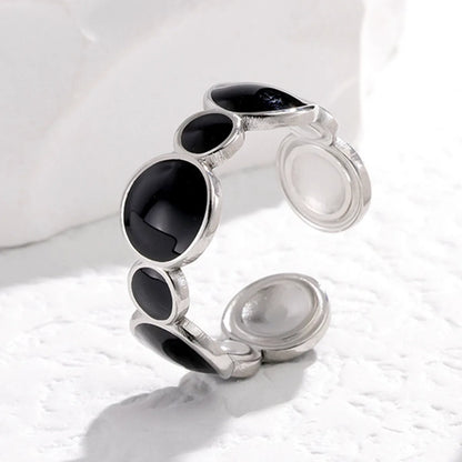 Retro Oval Stainless Steel Enamel Open Ring