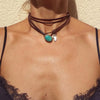Retro Oval Turquoise Alloy Leather Wholesale Pendant Necklace