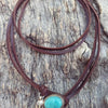 Retro Oval Turquoise Alloy Leather Wholesale Pendant Necklace