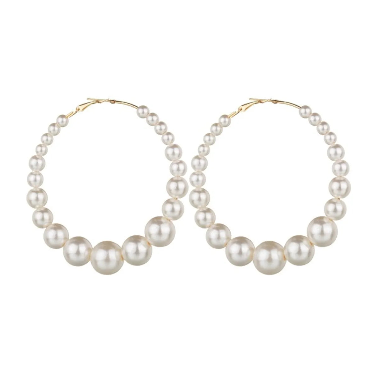 Retro Oversized Artificial Pearl Big Ear Hoop