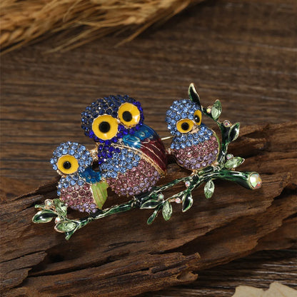 Retro Owl Alloy Inlay Rhinestones Unisex Brooches