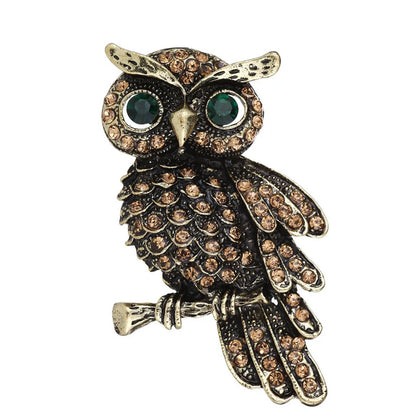 Retro Owl Alloy Plating Zircon Women'S Brooches