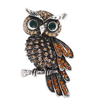 Retro Owl Alloy Plating Zircon Women'S Brooches