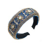 Retro Palace Style Embroidered Fabric Floral Wide Brimmed Headband For Women