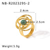 Retro Palace Style Niche Inlaid Natural Tiger's Eye Stone Hollow Unique Geometric Stainless Steel Ring With 18K Furnace Vacuum Plating