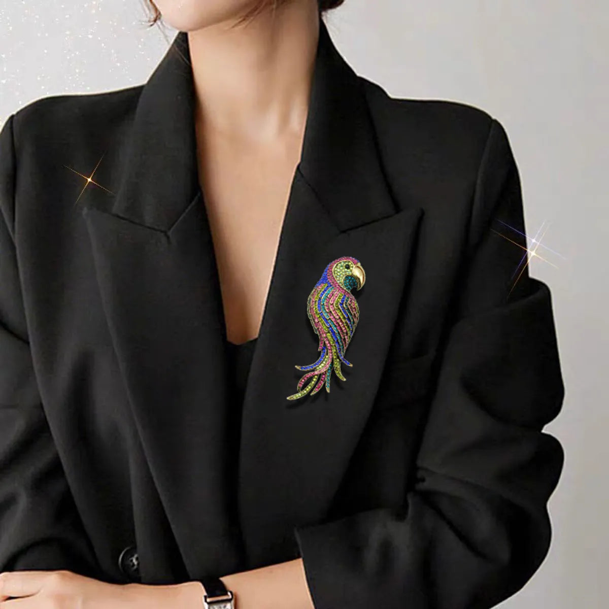 Retro Parrot Alloy Plating Inlay Rhinestones Unisex Brooches