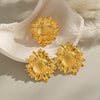 Retro Pastoral Small Fresh Sunflower Geometric Stainless Steel Earrings For Summer Girls With Electroplating