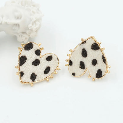 Fashion Heart Alloy No Inlaid Earrings Ear Studs