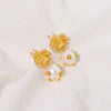 Retro Pearl Earrings 925 Silver Needle With Geometric Animal Zodiac Patterns For Girls