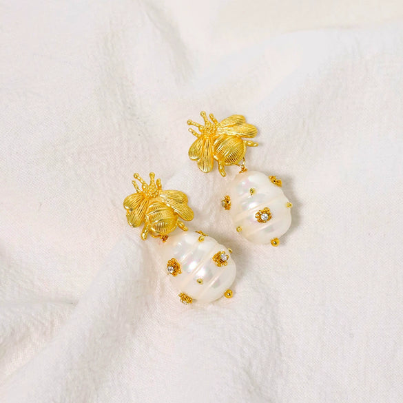 Retro Pearl Earrings 925 Silver Needle With Geometric Animal Zodiac Patterns For Girls