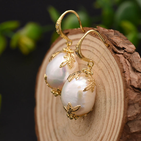 Retro Pearl Earrings 925 Silver Needle With Geometric Animal Zodiac Patterns For Girls