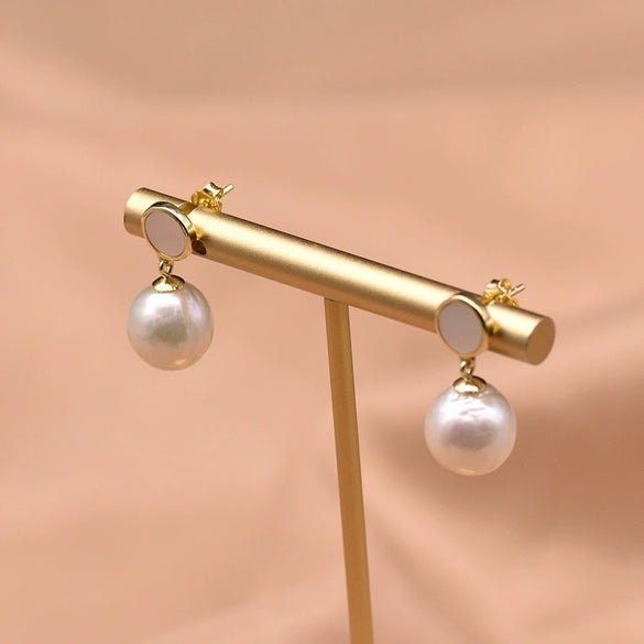 Retro Pearl Earrings 925 Silver Needle With Geometric Animal Zodiac Patterns For Girls