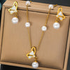 Retro Pearl Flower Geometric Irregular Women's Jewelry Set With Snake Bone Chain Stainless Steel Electroplated