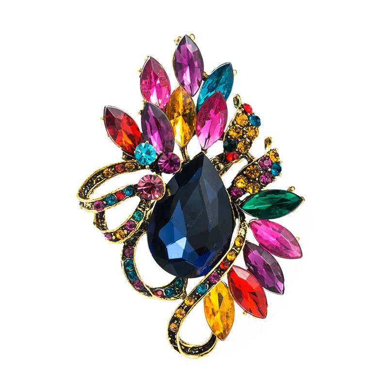 Retro Personality Creative Crystal Glass Diamond Brooch Fashion Corsage Wholesale