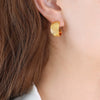 Retro Personality Embossed Titanium Steel Cshaped Women's Earrings With Geometric Design And Electroplating