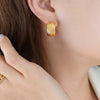 Retro Personality Embossed Titanium Steel Cshaped Women's Earrings With Geometric Design And Electroplating