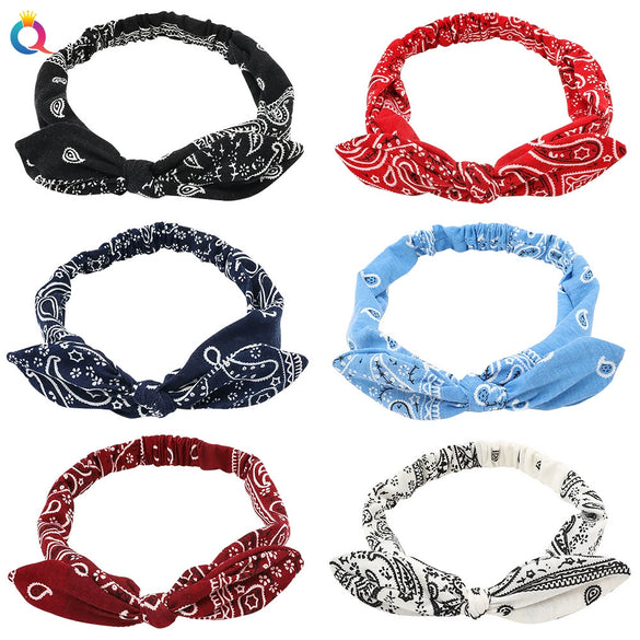 Retro Plaid Cloth Rabbit Ear Knot Headband With Steel Wire Support Handmade Elastic Hair Accessory For Women