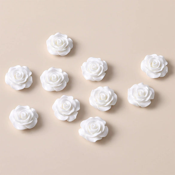 Retro Plastic Resin Oil Painting Rose Camellia Ear Stud Hair Accessories Jewelry