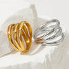 Retro Plating Gold Stainless Steel Ring For Women With Geometric Design And Fashionable Sense
