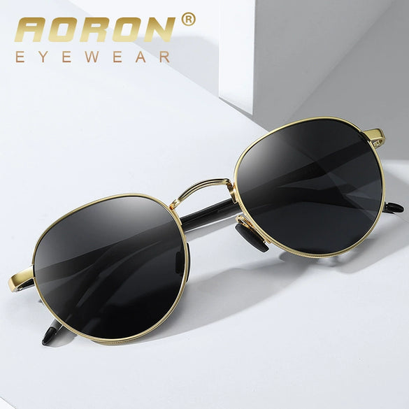 Retro Polarized Round Sunglasses Full Frame Metal Frame Unisex Colorful Reflective Sunshade Mirror