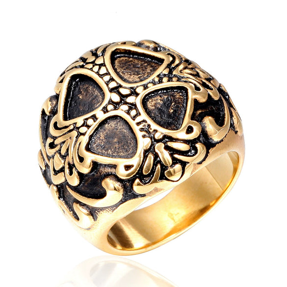 Retro Polished Stainless Steel Skull Ring For Unisex Gothic Fashion Statement Jewelry