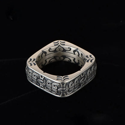 Retro Printing Steel Plating Rings 1 Piece