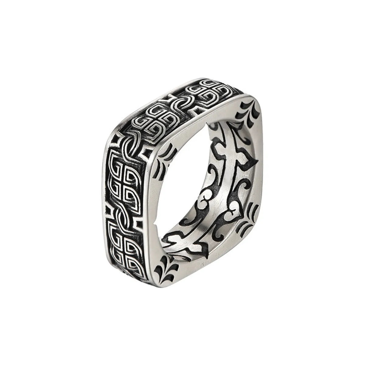 Retro Printing Steel Plating Rings 1 Piece