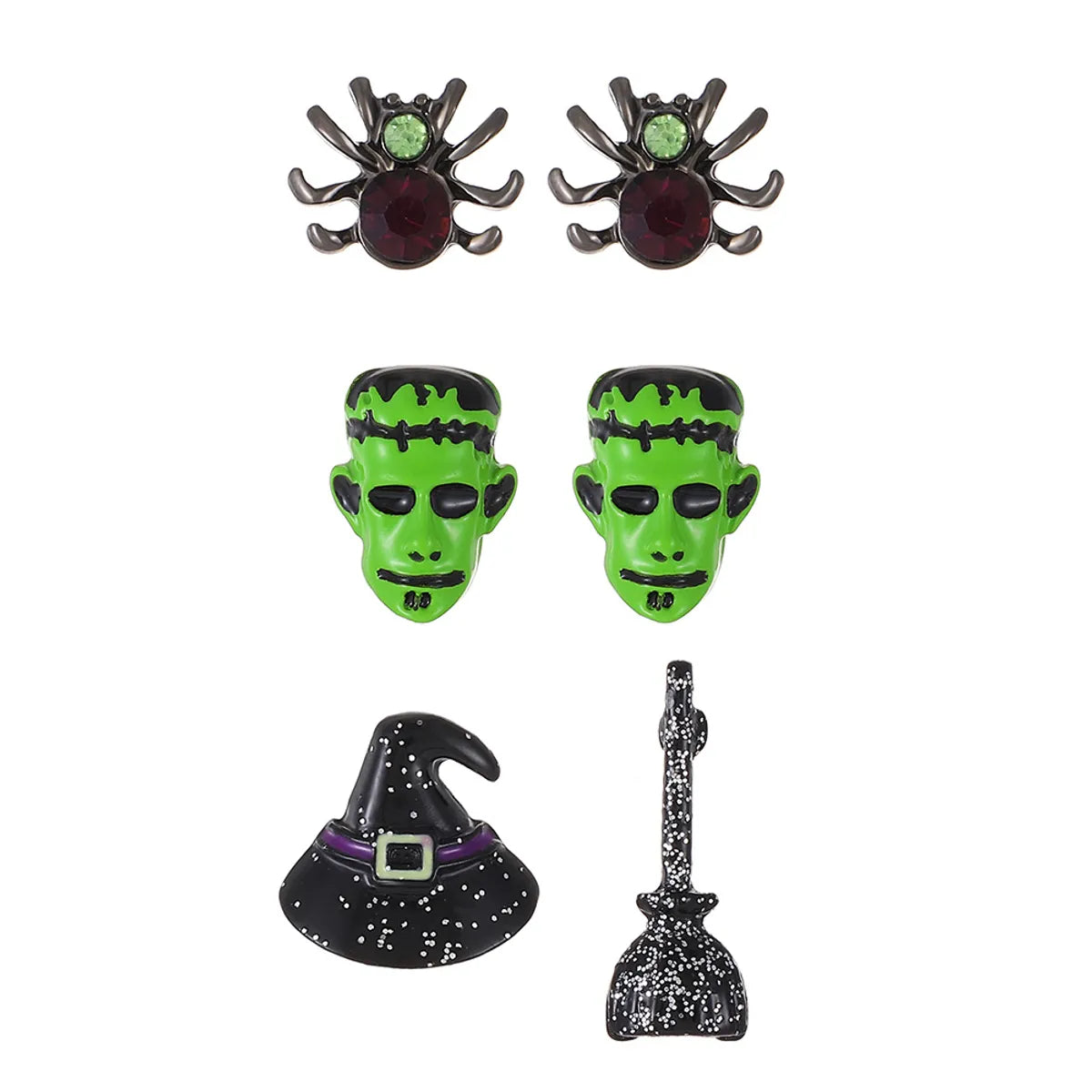 1 Set Retro Pumpkin Ghost Bat Alloy Earrings