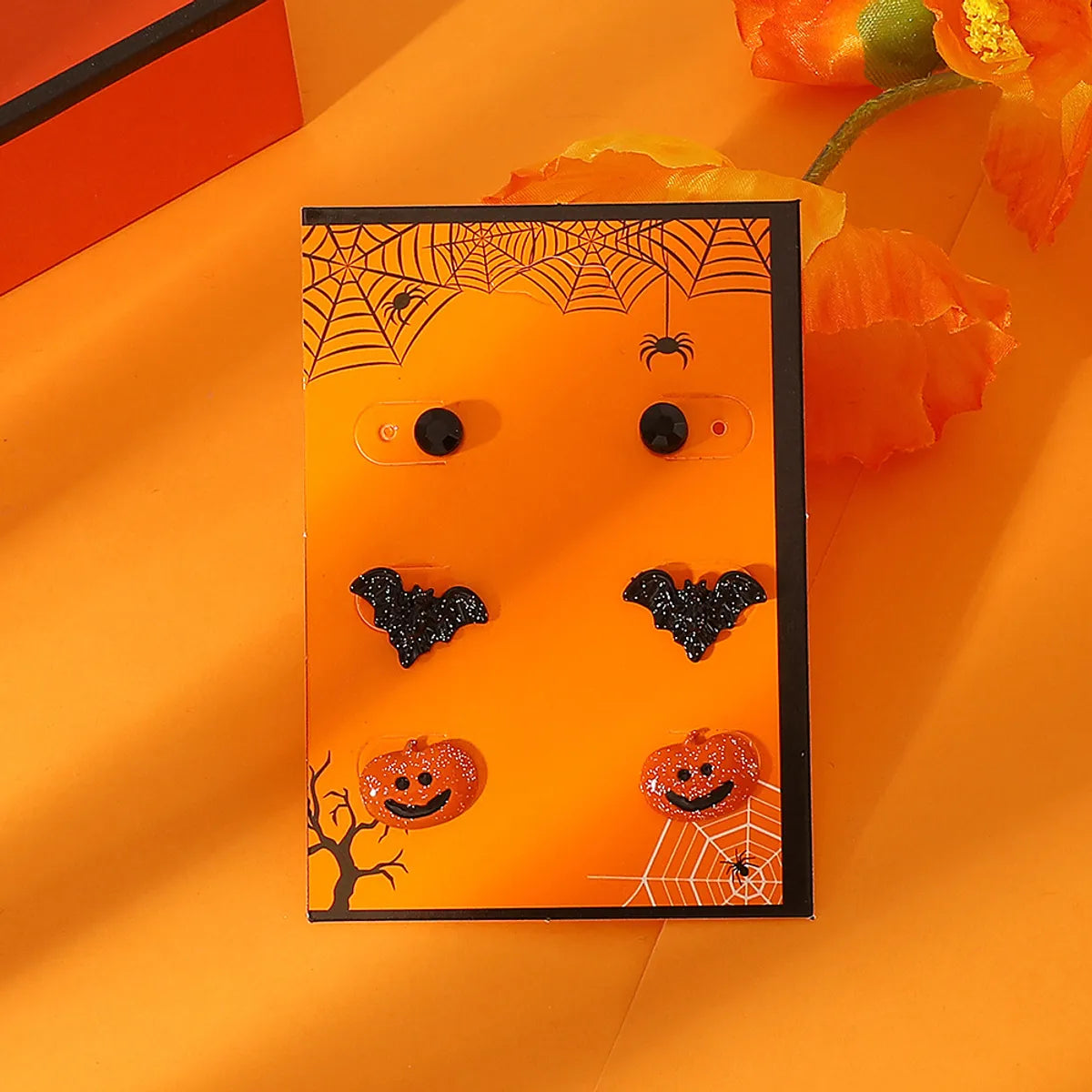 1 Set Retro Pumpkin Ghost Bat Alloy Earrings