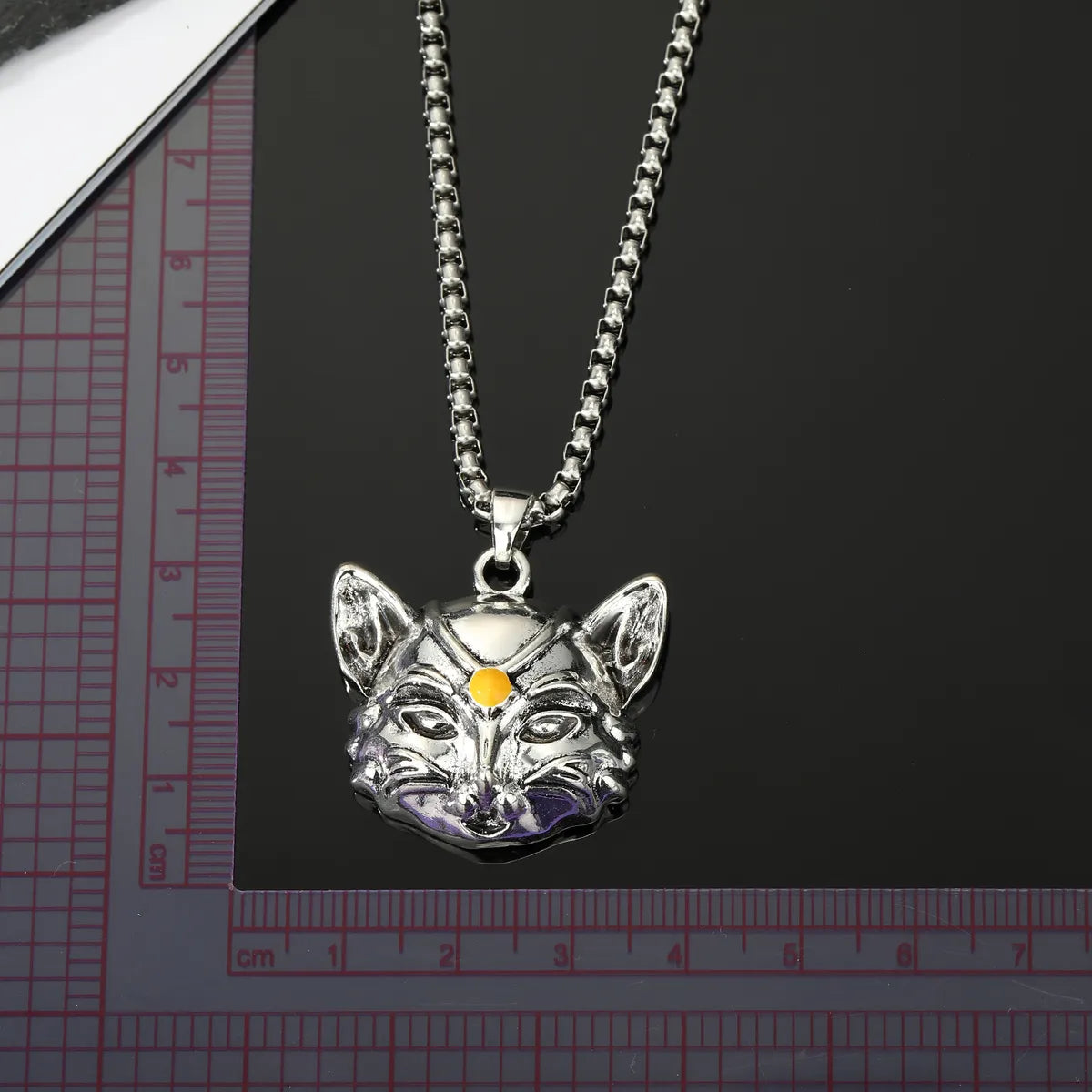 Retro Punk Alloy Cat Head Beth Cat Pendant Necklace Sweater Chain