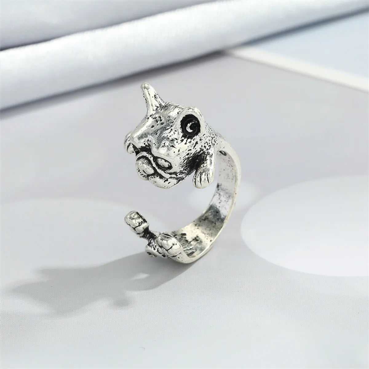 Retro Punk Butterfly Hedgehog Owl Frog Ring Female Ancient Silver Animal Open Ring