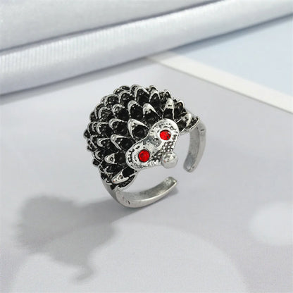 Retro Punk Butterfly Hedgehog Owl Frog Ring Female Ancient Silver Animal Open Ring