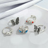 Retro Punk Butterfly Hedgehog Owl Frog Ring Female Ancient Silver Animal Open Ring