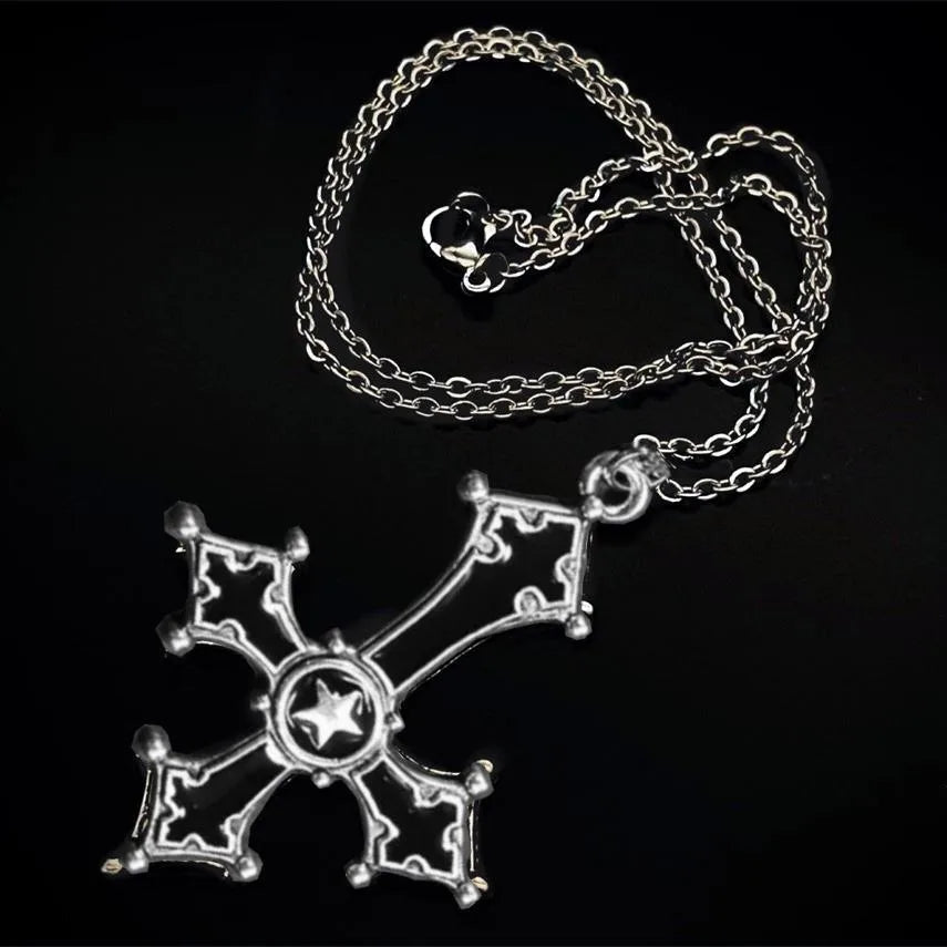 Retro Punk Cross Alloy Plating Men'S Pendant Necklace