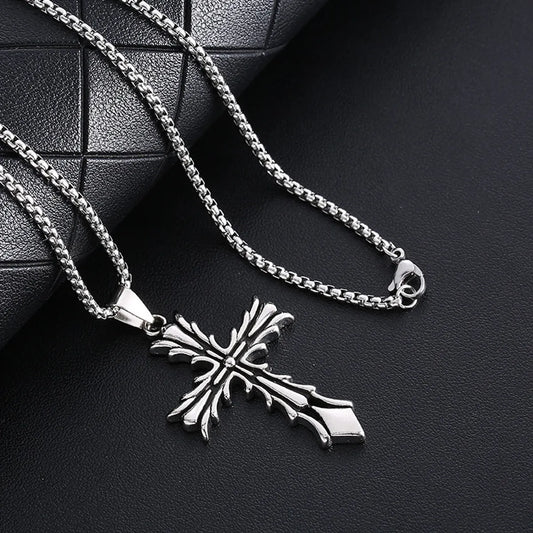 Retro Punk Cross Alloy Plating Men'S Pendant Necklace