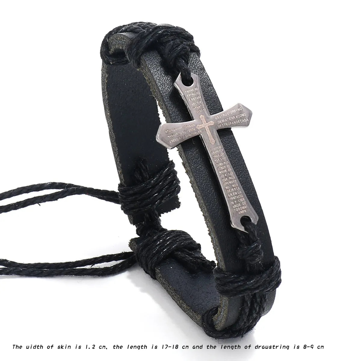 Retro Punk Cross Alloy Rope Drawstring Men'S Bracelets