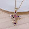 Retro Punk Cross Copper Geometric Pendant Necklace With Electroplating O Subchain For Unisex
