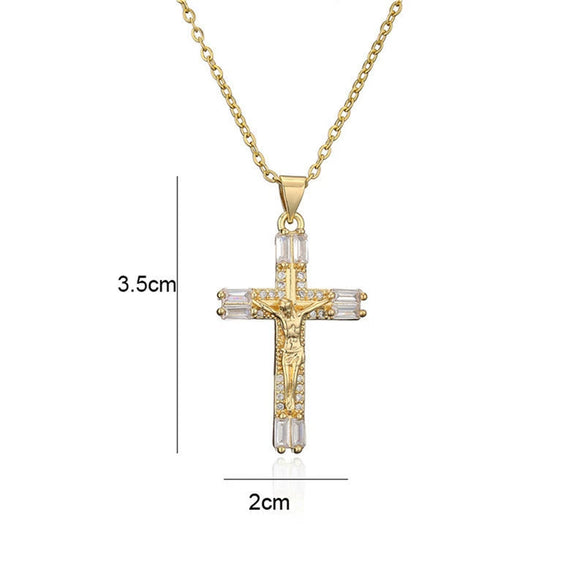 Retro Punk Cross Copper Geometric Pendant Necklace With Electroplating O Subchain For Unisex